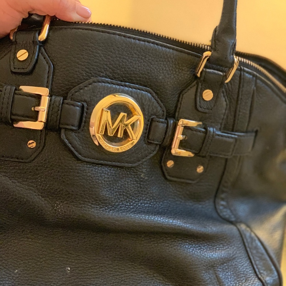 MK by Michael Kors Black Leather Handbag